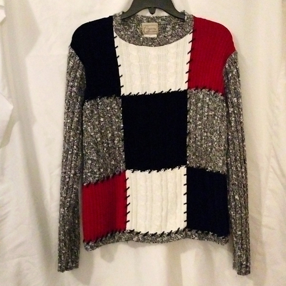 Women's patchwork sweater by company collection. Size large